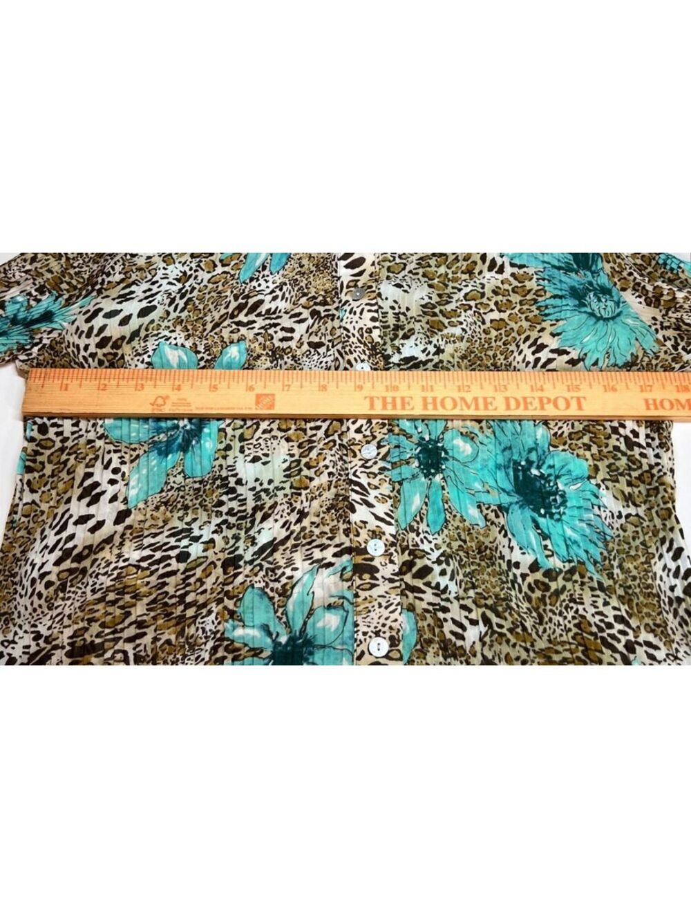 Vintage Violet & Claire Leopard Floral Button Down Y2K Mob Wife Indie Sleaze Med - Picture 5 of 7